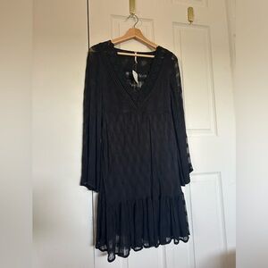 Free People Noir Lace Mini Dress (NWT)